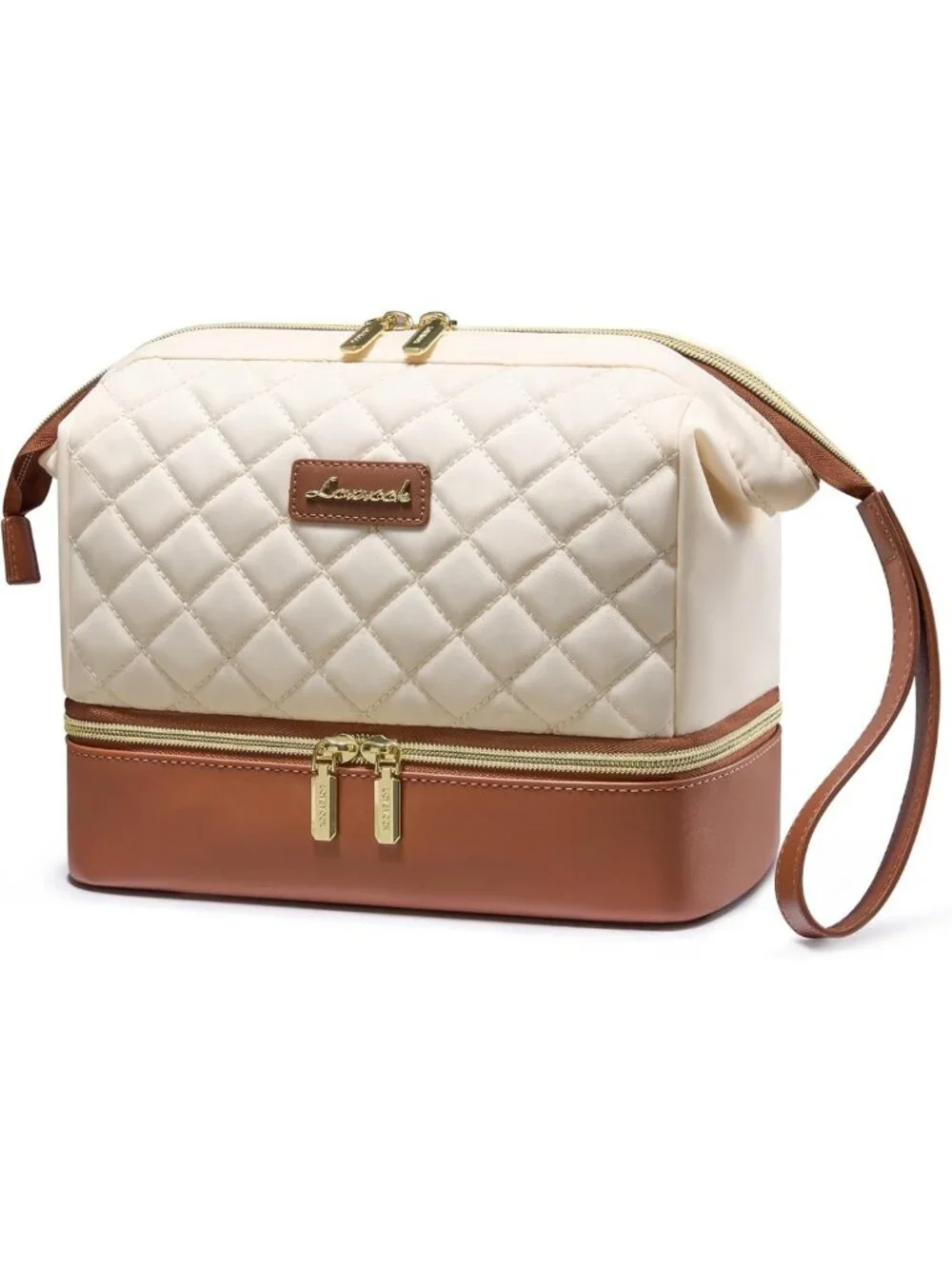 Portable Double Layer Travel Makeup Bag - Stylish Cosmetic Organizer for Women